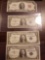 3 silver certificates, 1 red seal $2 bill