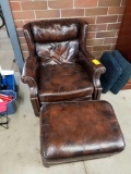 Leather chair and ottoman