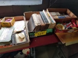 Planters items, old books, viewer cards, hunting licenses, South Bend reel