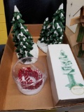 Dept 56 Trees and Candy Cane Fence
