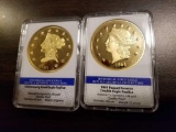 1838 Liberty Head Eagle replica and 1861 Paquet Reverse Double Eagle replica, Bid x 2