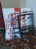 Assorted sign holders and signs
