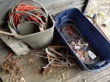 Tote of battery cable, fittings and cord