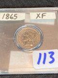 1865 3 cent nickel, high grade