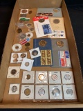 Box of assorted Coins and Tokens, some silver