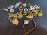 Pins, charm bracelets, rings, costume jewelry