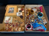 Two boxes of costume jewelry