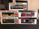 Lionel Train Cars, Santa Fe Boxcar, Santa Fe Barrel Ramp, Penzoil Tank, C&O Boxcar, ATSF Boxcar