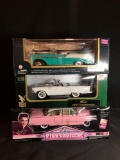 Road Signature and MRC Die Cast Cars, Elvis Pink 1955 Cadillac, 1957 Ford Thunderbird, 1956 Chevy