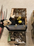 Flatware, rotary phone, oil lamp chimneys, Mickey Mouse