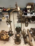 Early brass hanging chandelier