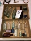 2 boxes of antique bottles