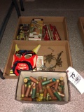 Shotgun ammo, Halloween mask, train accessories