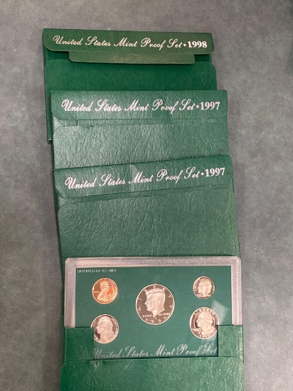 (4) US proof coin sets (1995, 1997, 1998). Bid times four.