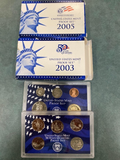 (2) US Mint proof sets ( 2003, 2005). Bid times two.