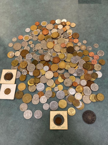 Large lot of foreign coins incl. 1874 date Mexican, Canada, France, Great Britain, Austria, Germany,