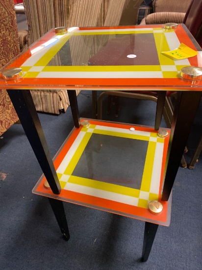 2 small glass top tables
