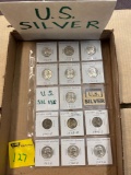 US silver quarters 1955-'63, silver war nickels 1945-'64