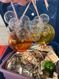 Full bin of Christmas items, vintage, glass bulbs