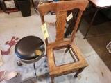 Rolling Stool, Shop Stool, Wood Chair