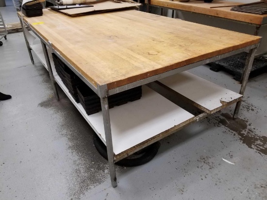 Butcher block top table, 5 ft. x 10 ft.