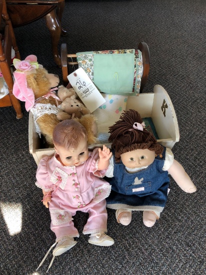 Dolls, Plush Bear, Cradle, Mini Quilt Rack