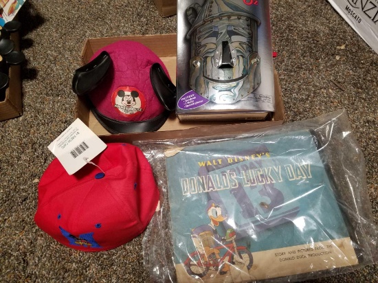 Mickey hats, Donald lucky day book, wizard of oz book set