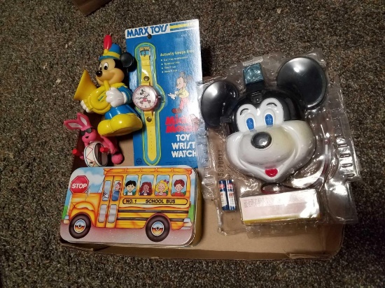 Mickey camera, wrist watch, toys