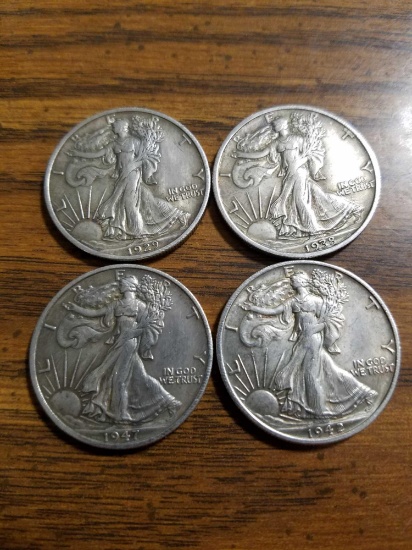 Walking liberty coins 1929, '38, '42, '47