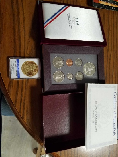 1992 US olympic coins prestige set plated, 1933 double eagle replica plated