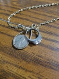 Sterling ring and costume chain and penny