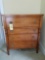Tiger maple 4-drawer chest with glass pulls, 38.5 wide x 46 tall