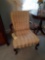 Tuffed wood bedroom armchair with Queen Anne legs