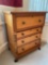 Old youth size chest w/ (4) curly maple dovetailed drawers, 30.5