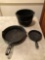 Cast Iron Skillets #9 & 3 And Kettle #8