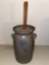 Blue decorated stoneware churn, impressed 