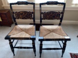 Matching pair Hitchcock stenciled decorated chairs. Bid times two.