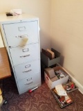 Metal 4-drawer file cabinet and desk items