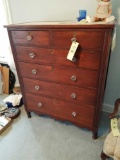 2-over-4 chest with sandwich glass pulls and release in second drawer, 4 top drawers