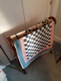 Wood quilt rack and 2 baby quilts