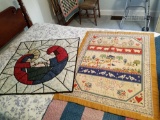 Pair of small quilts, one with hand stitching
