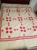 Handmade quilt with leaf pattern