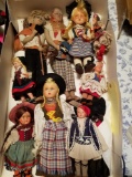 Box of souvenir dolls from different countries