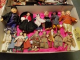 Box of character dolls