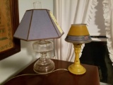 Electrified oil lamp and hand painted lamp