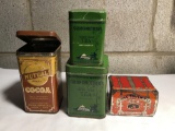 Tea and Cocoa Tins, Canton Handee Bottle Opener, Rulers, Wood Box