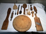 Bread Plate and Knife, Wood Spoons, Wood Hand