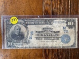 1902 Series National Currency McKinley $10 Bill, 1st National Bank of Canton Ohio.