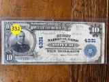 1902 Series National Currency McKinley $10 Bill, 1st National Bank of Dover Ohio.