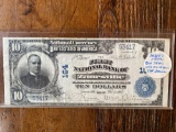 1902 Series National Currency McKinley $10 Bill, 1st National Bank of Zanesville Ohio.